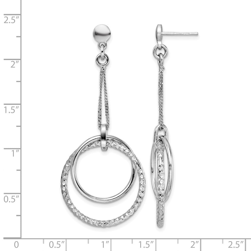 Sterling Silver Rhod Plated Polished D/C Post Dangle Earrings