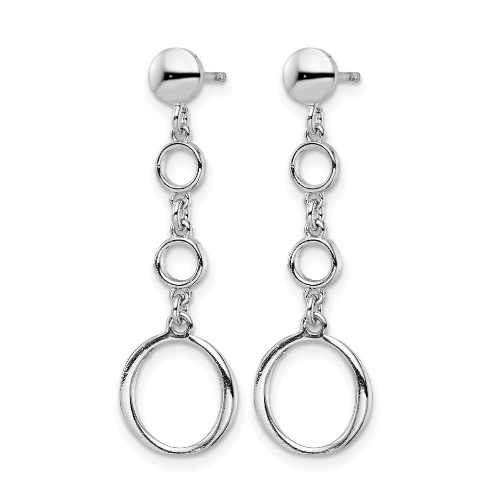 Sterling Silver Rhod Plated Post Dangle Earrings