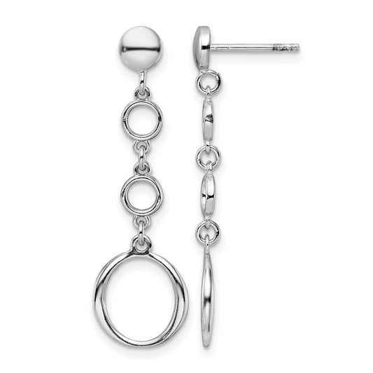 Sterling Silver Rhod Plated Post Dangle Earrings