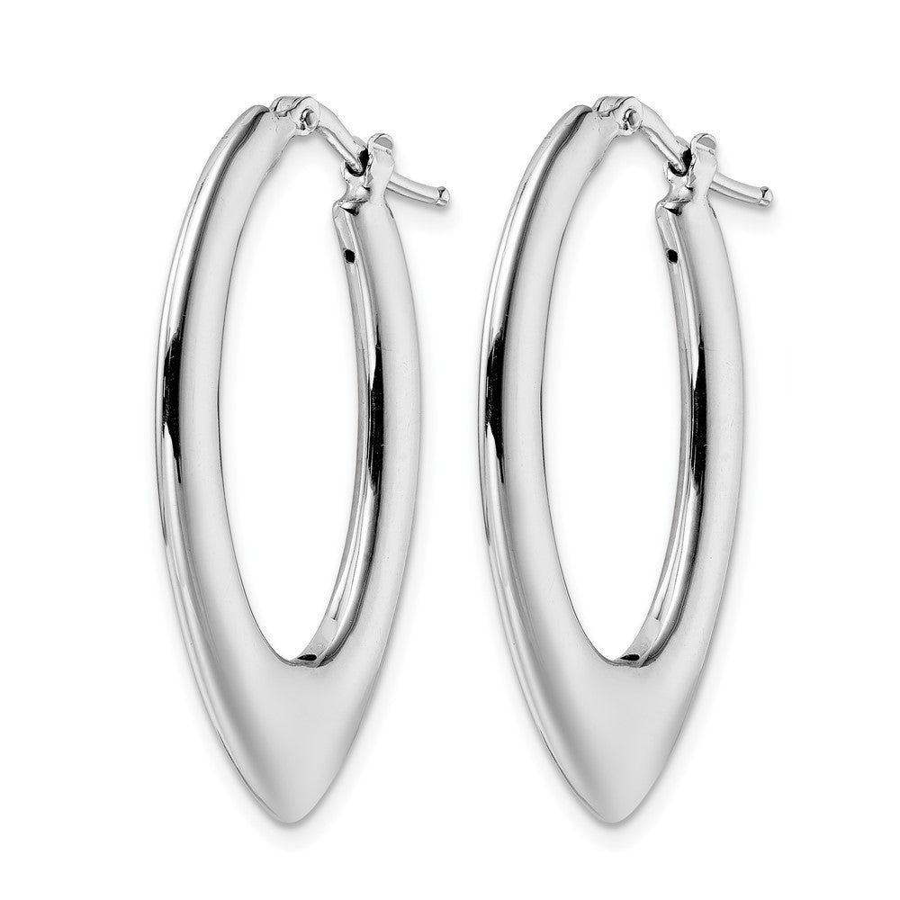 Sterling Silver Rhod Plated Polished Oval Hoop Earrings