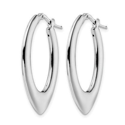 Sterling Silver Rhod Plated Polished Oval Hoop Earrings
