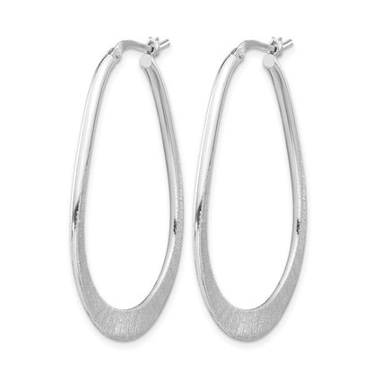 Sterling Silver Rhodium Plated Etched Hoop Earrings