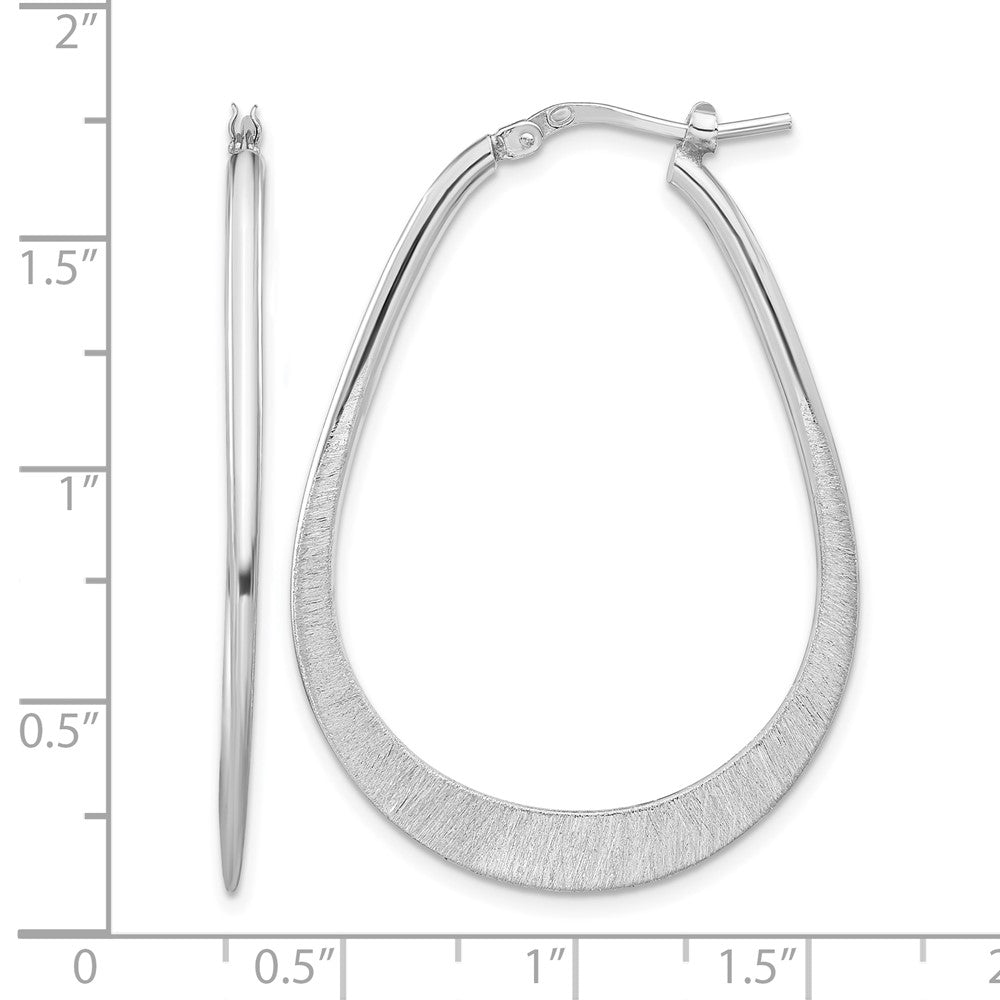 Sterling Silver Rhodium Plated Etched Hoop Earrings
