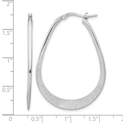 Sterling Silver Rhodium Plated Etched Hoop Earrings