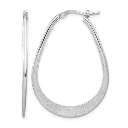 Sterling Silver Rhodium Plated Etched Hoop Earrings