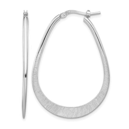 Sterling Silver Rhodium Plated Etched Hoop Earrings