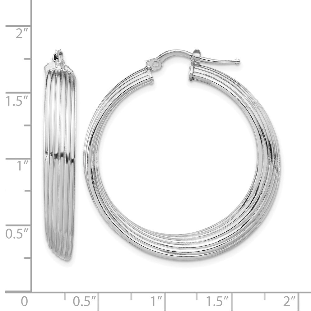 Sterling Silver Rhodium Plated Large Hoop Earrings