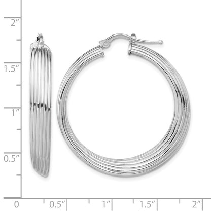 Sterling Silver Rhodium Plated Large Hoop Earrings