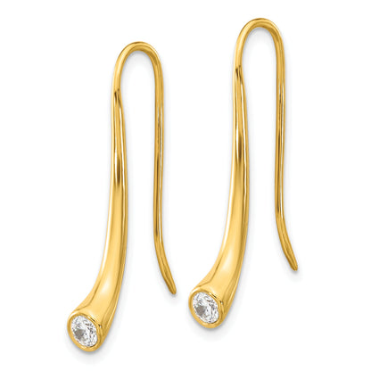 Sterling Silver Gold Tone Cz Threader Drop Earrings