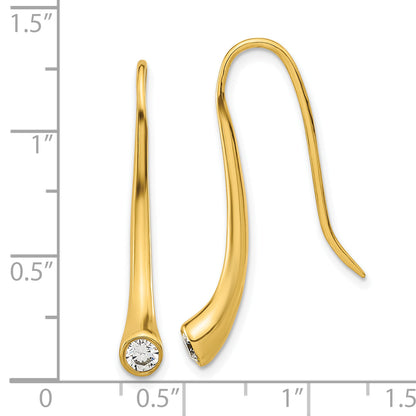 Sterling Silver Gold Tone Cz Threader Drop Earrings