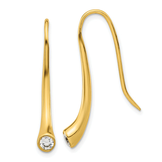 Sterling Silver Gold Tone Cz Threader Drop Earrings