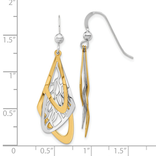 Sterling Silver Rhodium Plated And Gold Tone Dangle Earrings