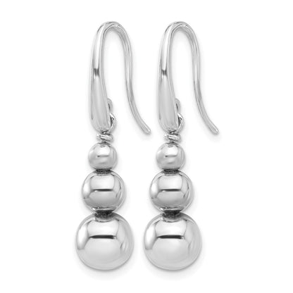 Sterling Silver Ss Rh Plated Polished Beads Shepherd'S Hook Dangle Earrings