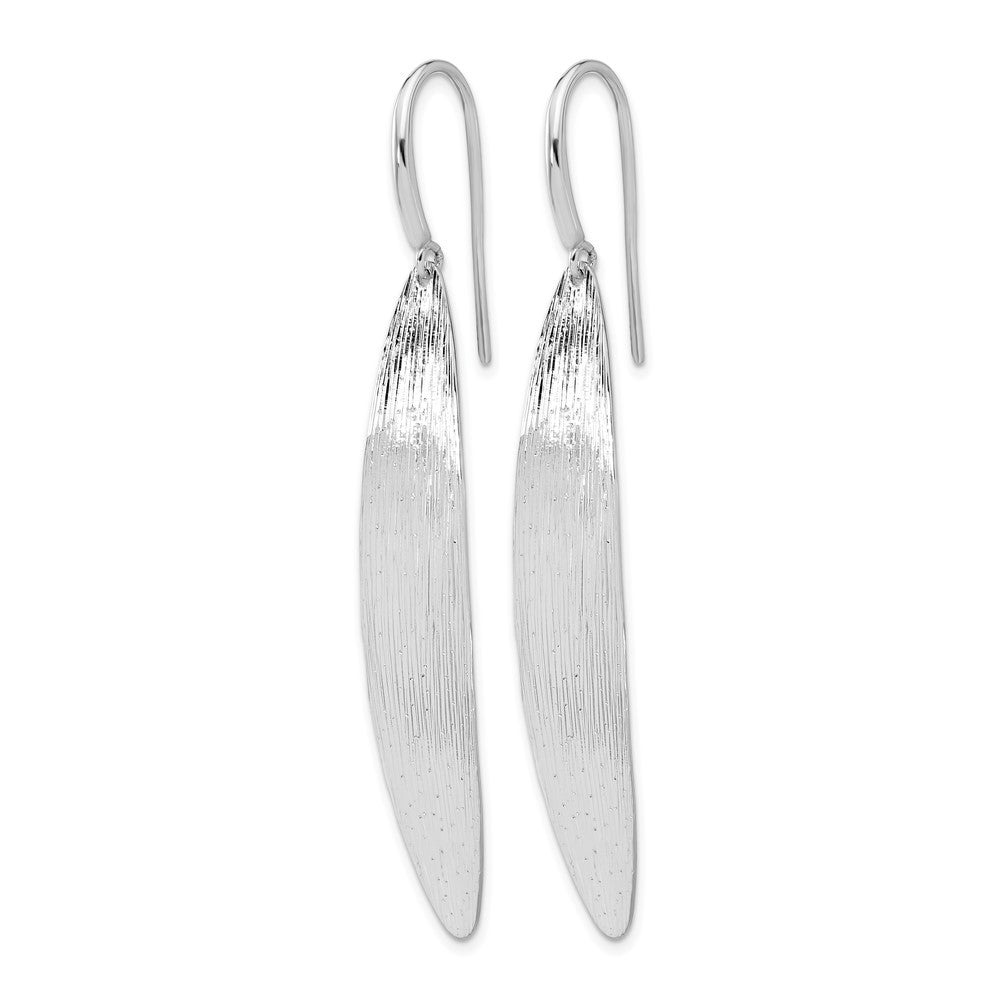 Sterling Silver Rh Plt Polished / Dia Cut Oval Shepherd Hook Earri