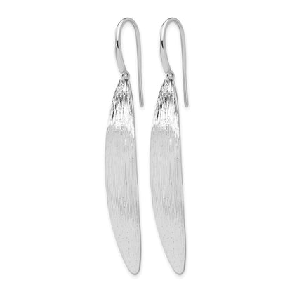 Sterling Silver Rh Plt Polished / Dia Cut Oval Shepherd Hook Earri