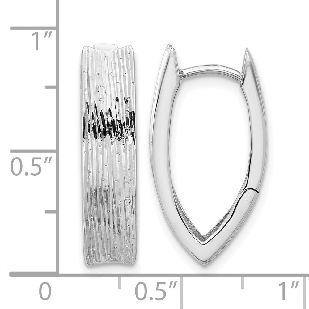 Sterling Silver Rhodium Plated And D/C Fancy Hinged Hoop Earrings