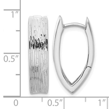 Sterling Silver Rhodium Plated And D/C Fancy Hinged Hoop Earrings