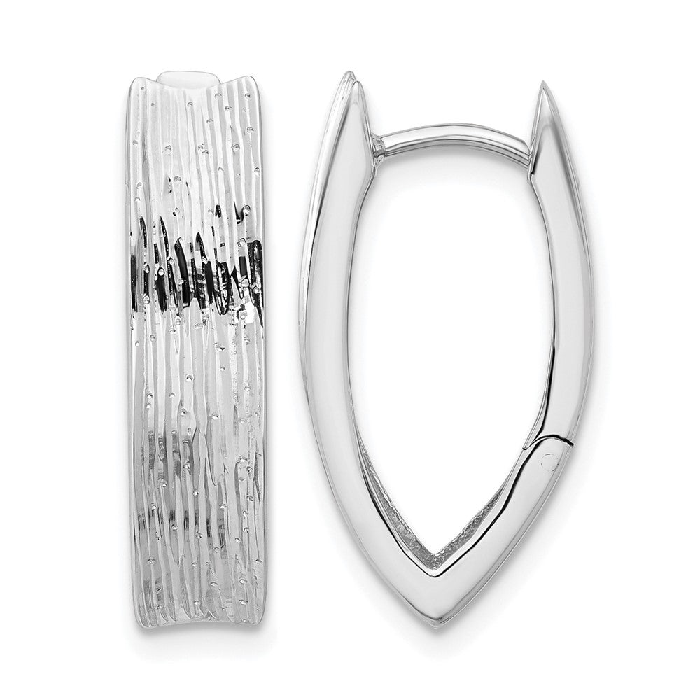 Sterling Silver Rhodium Plated And D/C Fancy Hinged Hoop Earrings
