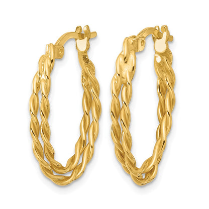 Sterling Silver Gold Tone Polished And Twisted Oval Hoop Earrings