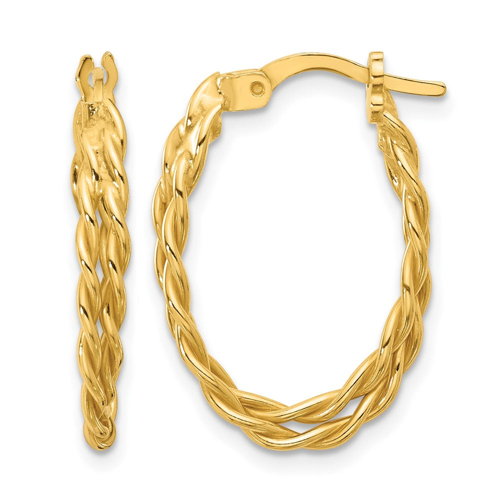 Sterling Silver Gold Tone Polished And Twisted Oval Hoop Earrings
