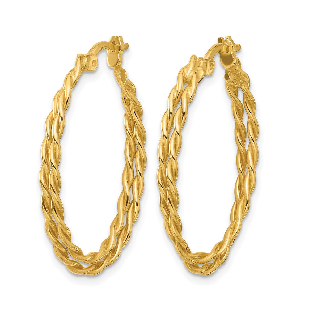 Sterling Silver Gold Tone Polished Twisted Lrg Oval Hoop Earrings