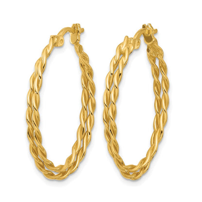 Sterling Silver Gold Tone Polished Twisted Lrg Oval Hoop Earrings