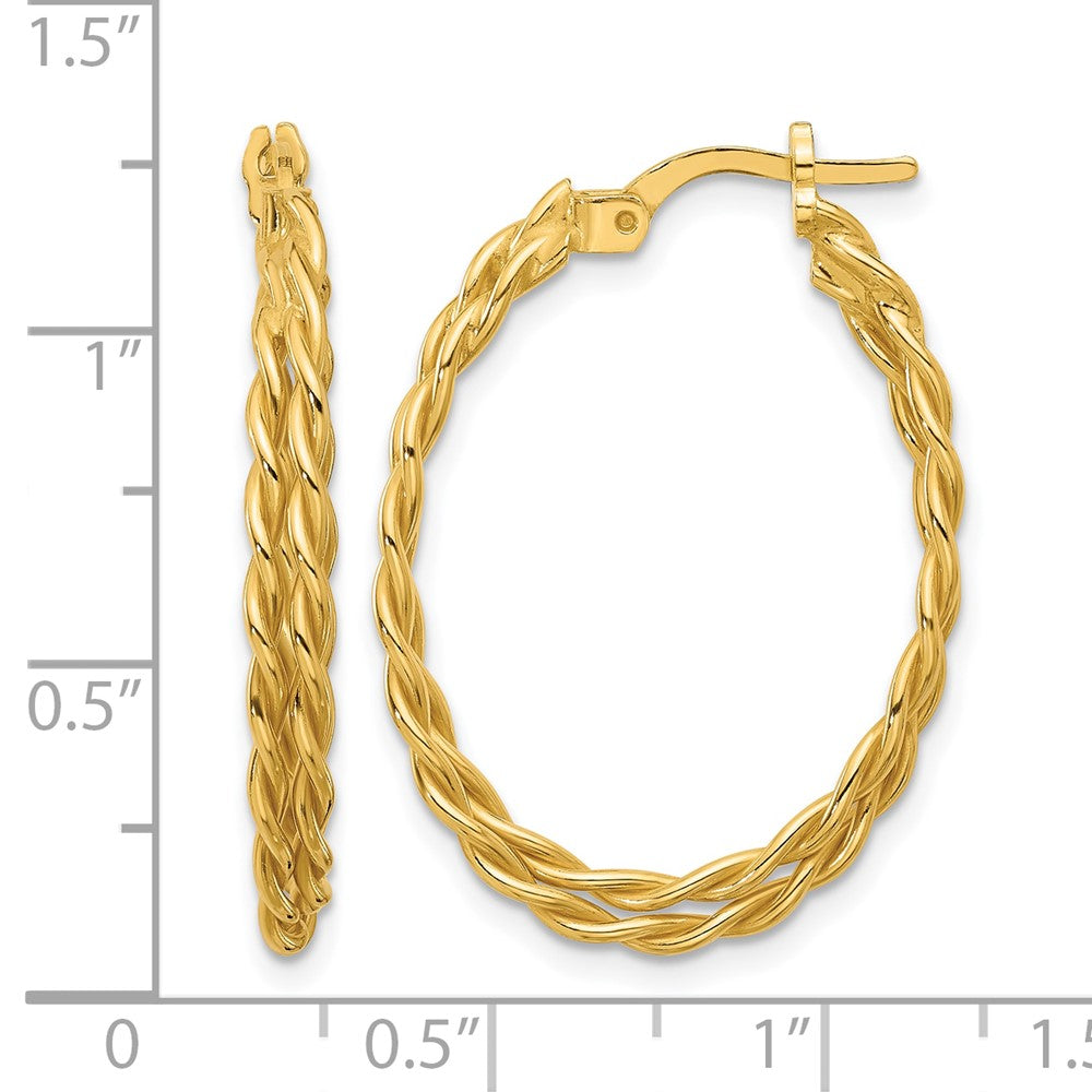 Sterling Silver Gold Tone Polished Twisted Lrg Oval Hoop Earrings