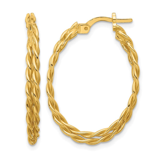 Sterling Silver Gold Tone Polished Twisted Lrg Oval Hoop Earrings