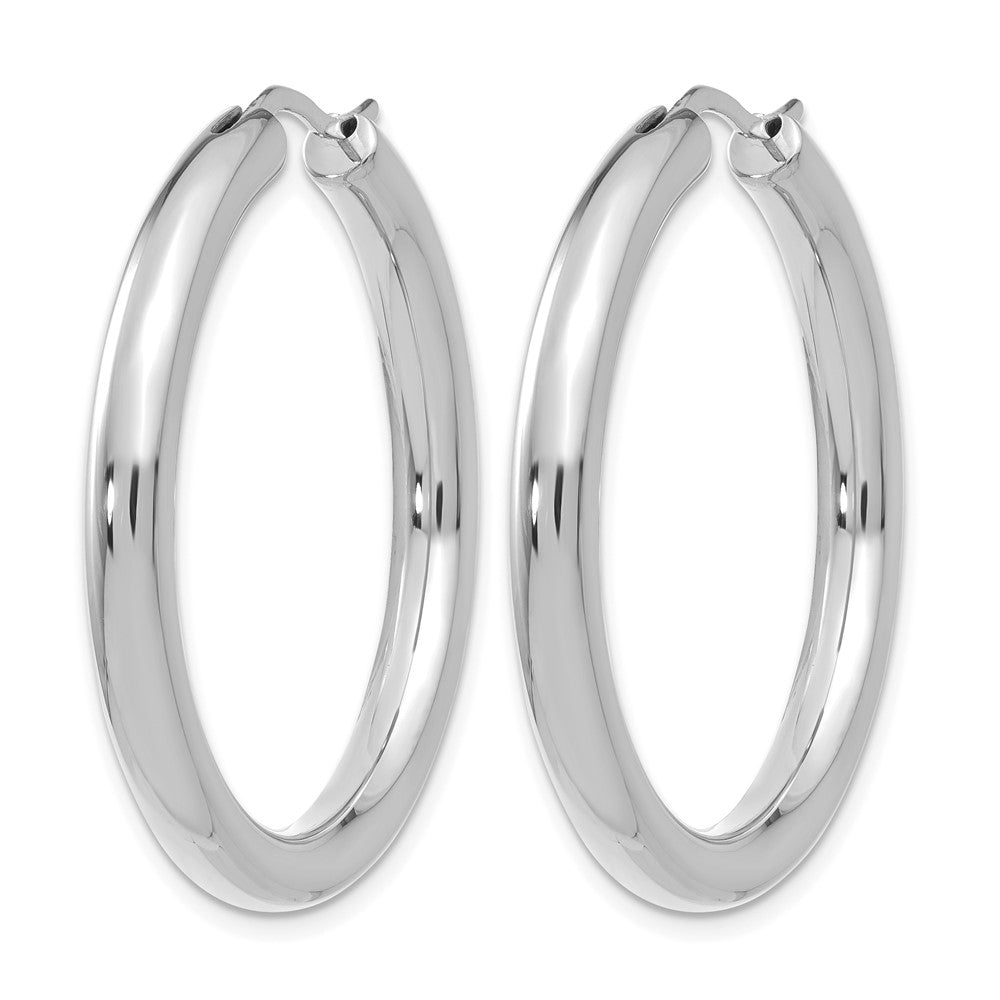 Sterling Silver Rhodium Plated 3.5mm Tube Earrings