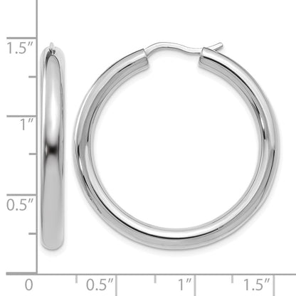 Sterling Silver Rhodium Plated 3.5mm Tube Earrings