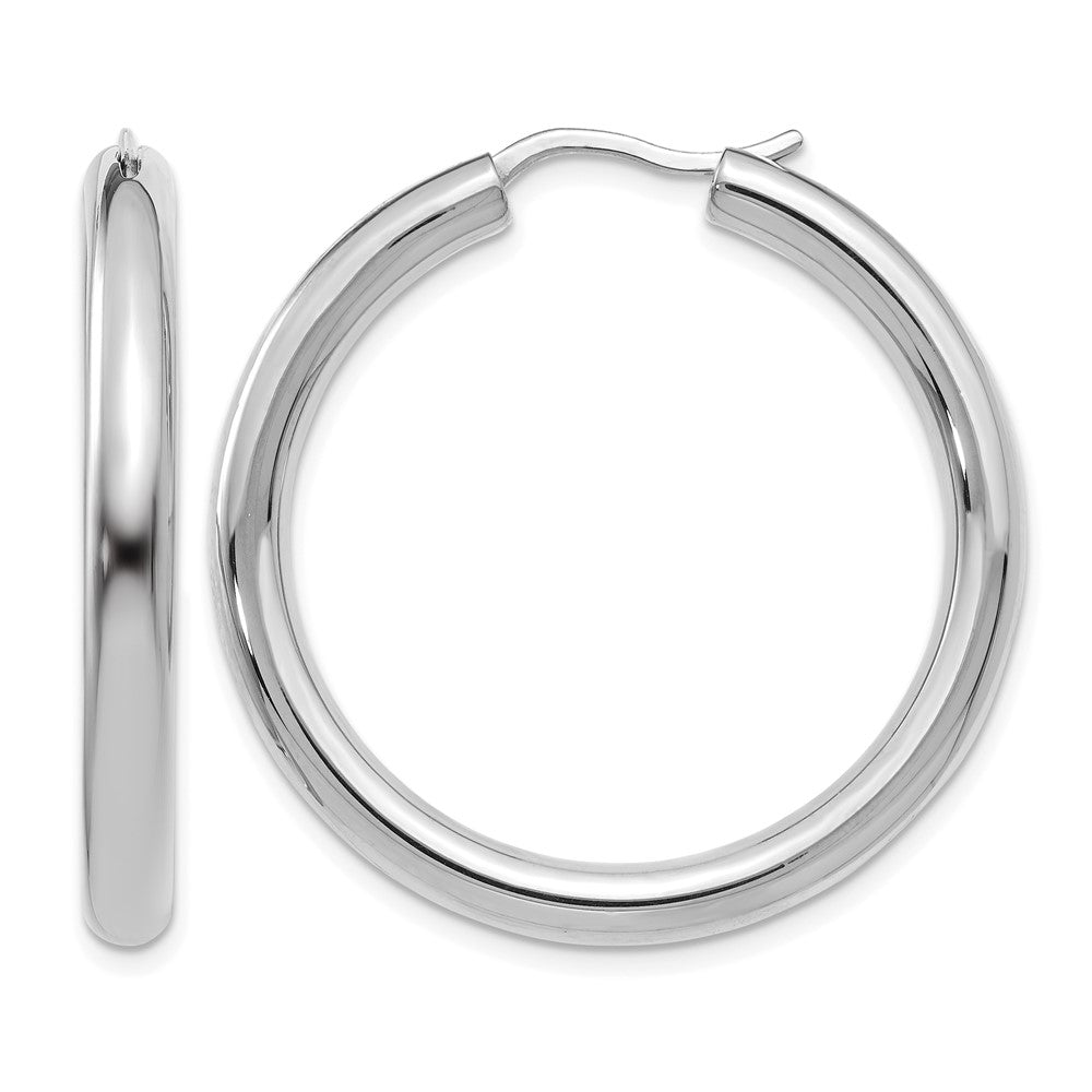 Sterling Silver Rhodium Plated 3.5mm Tube Earrings