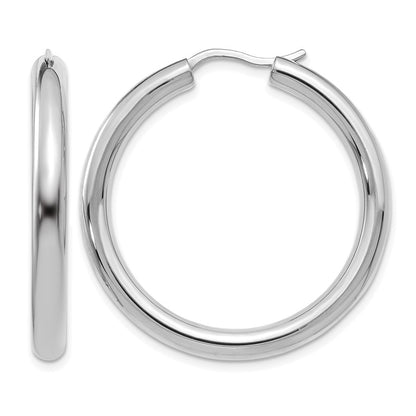 Sterling Silver Rhodium Plated 3.5mm Tube Earrings