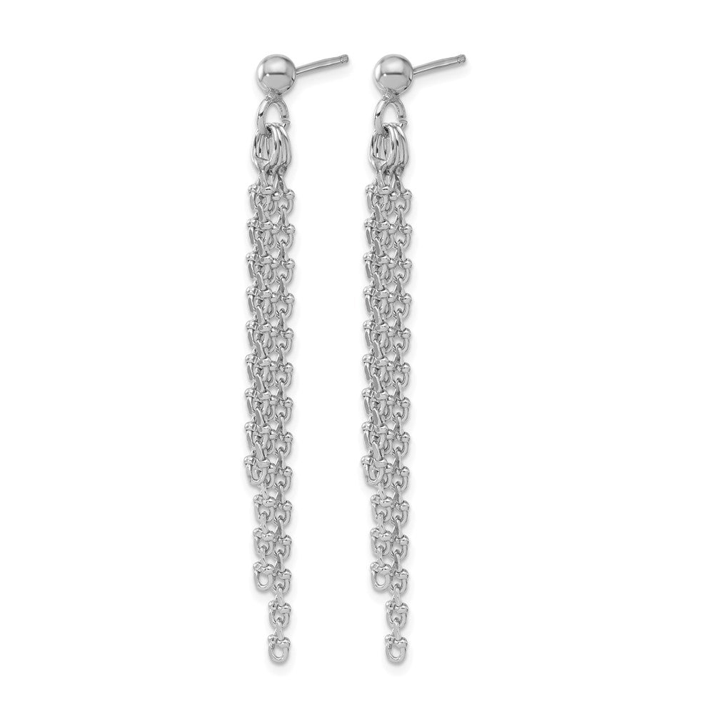 Sterling Silver Rh Plated Polished 3 Strand Post Dangle Earrings