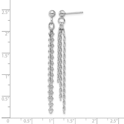 Sterling Silver Rh Plated Polished 3 Strand Post Dangle Earrings