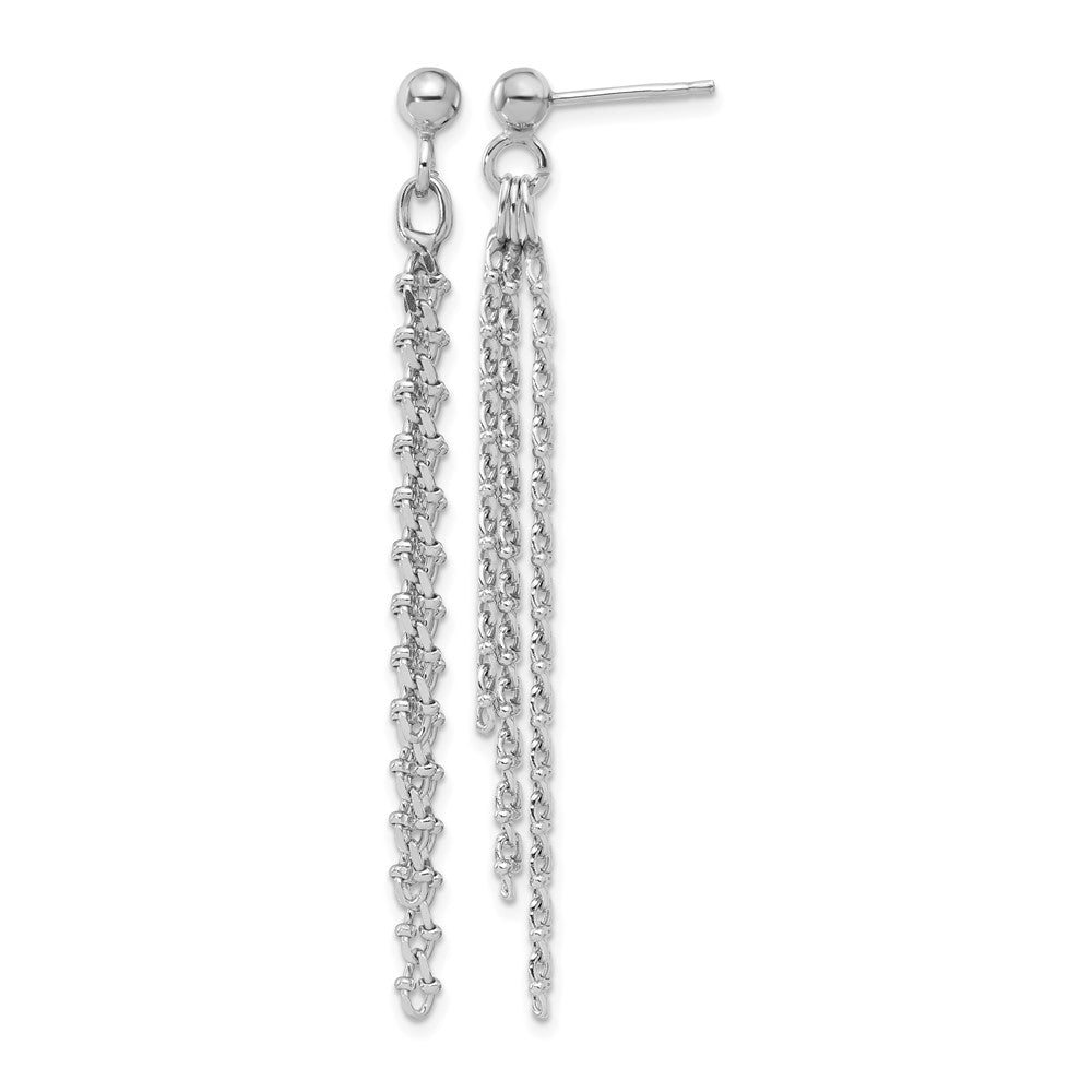 Sterling Silver Rh Plated Polished 3 Strand Post Dangle Earrings