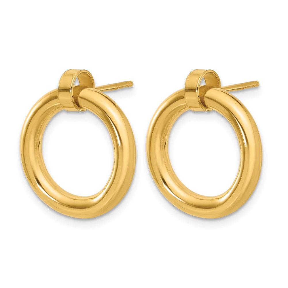 Sterling Silver Gold Tone Polished Circle Post Dangle Earrings