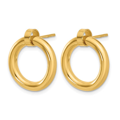 Sterling Silver Gold Tone Polished Circle Post Dangle Earrings