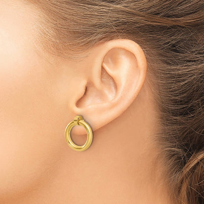 Sterling Silver Gold Tone Polished Circle Post Dangle Earrings