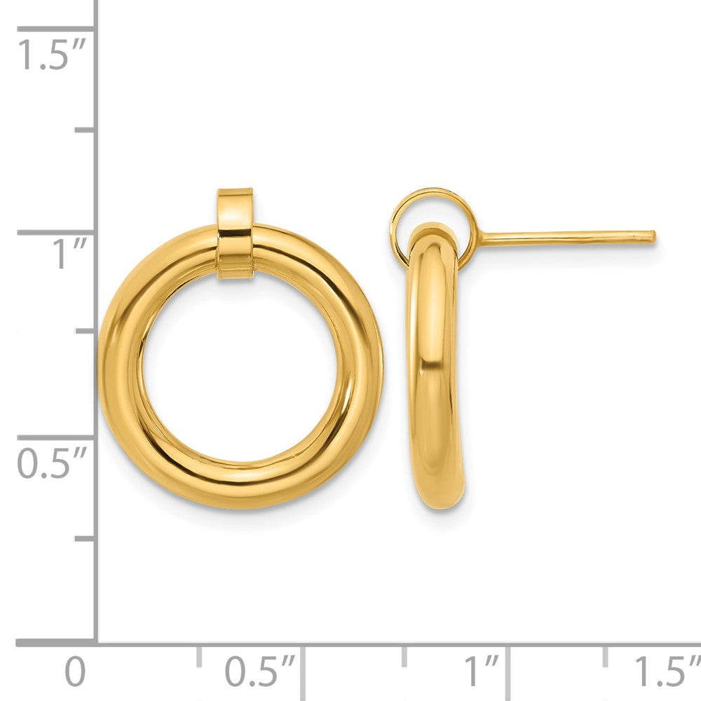 Sterling Silver Gold Tone Polished Circle Post Dangle Earrings