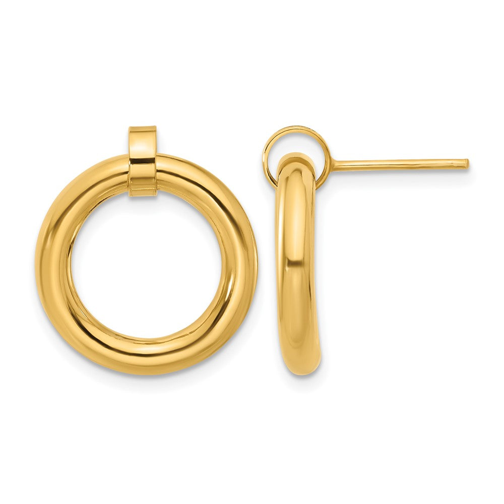 Sterling Silver Gold Tone Polished Circle Post Dangle Earrings