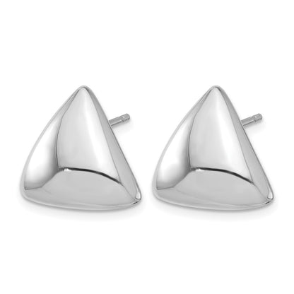 Sterling Silver Rh Plated Polished Hollow Triangle Post Earrings