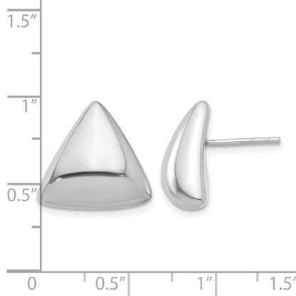 Sterling Silver Rh Plated Polished Hollow Triangle Post Earrings