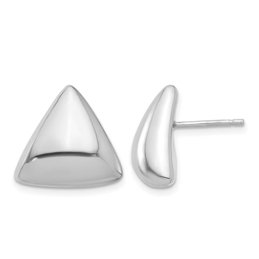 Sterling Silver Rh Plated Polished Hollow Triangle Post Earrings
