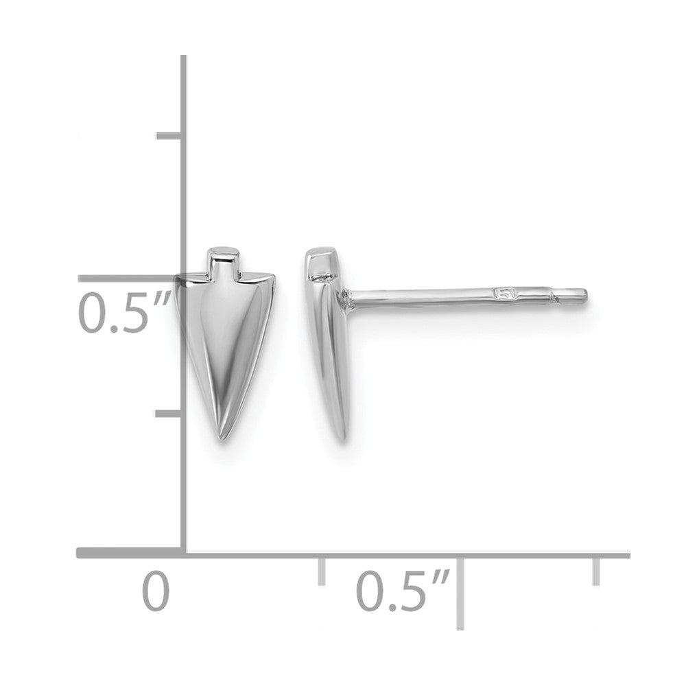 Sterling Silver Rh Plated Polished Arrowhead Post Earrings