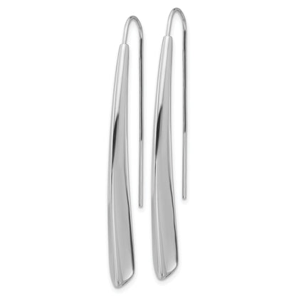 Sterling Silver Rhodium Plate Polished Drop Bar Threader Earrings