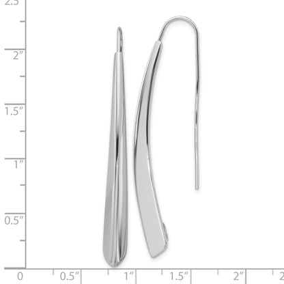 Sterling Silver Rhodium Plate Polished Drop Bar Threader Earrings