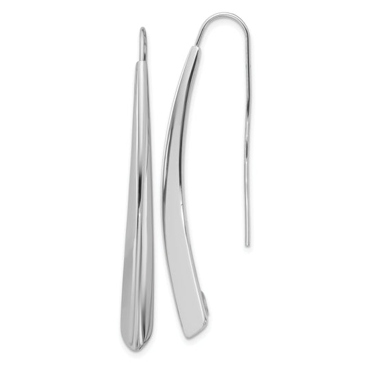 Sterling Silver Rhodium Plate Polished Drop Bar Threader Earrings