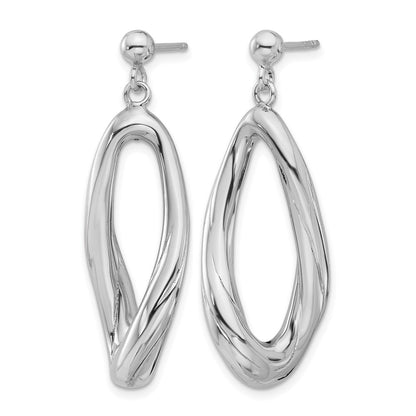 Sterling Silver Rhodium Plated Polished Dangle Post Earrings