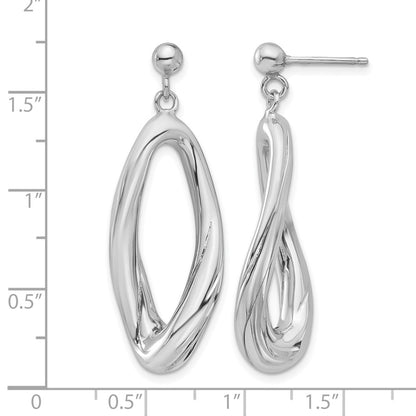 Sterling Silver Rhodium Plated Polished Dangle Post Earrings