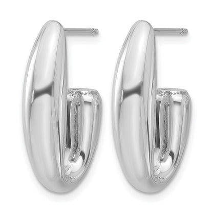 Sterling Silver Rhodium Plated Polished J Hoop Earrings